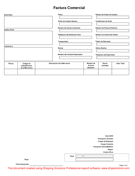 invoice in spanish