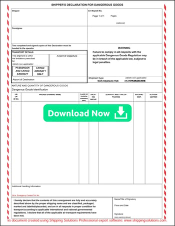 IATA Dangerous Goods Form