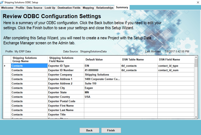 The Summary Tab in the Data Exchange Manager | Shipping Solutions