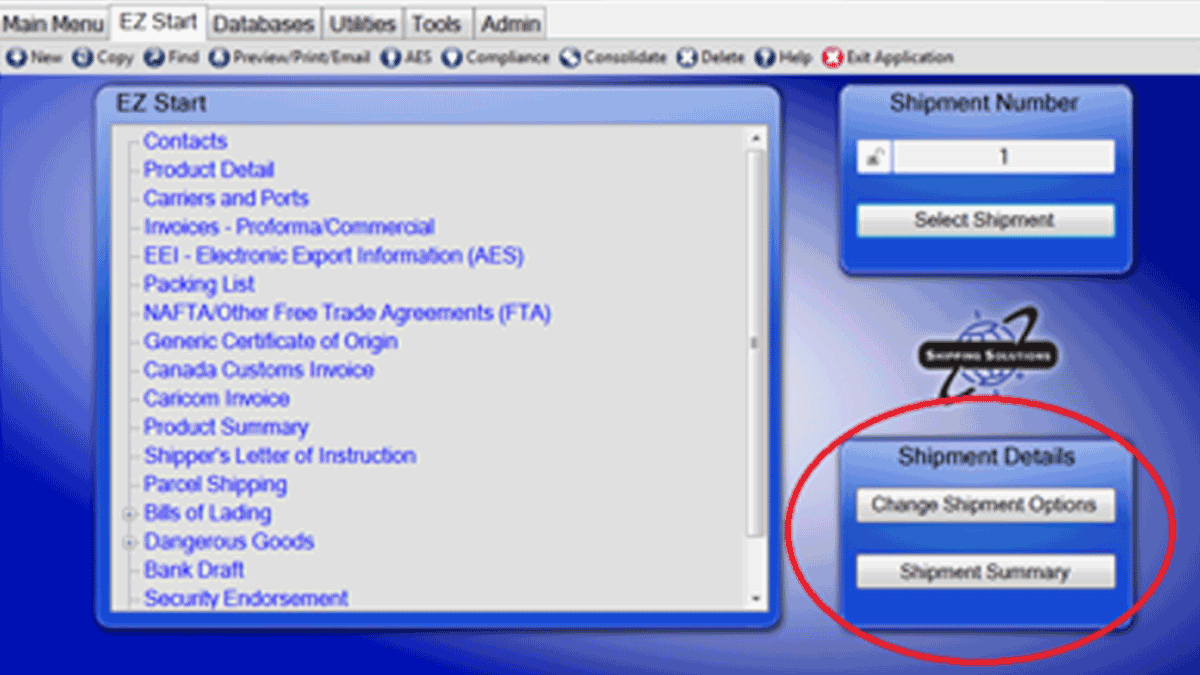 Shipping Solutions Export Software Shipment Details